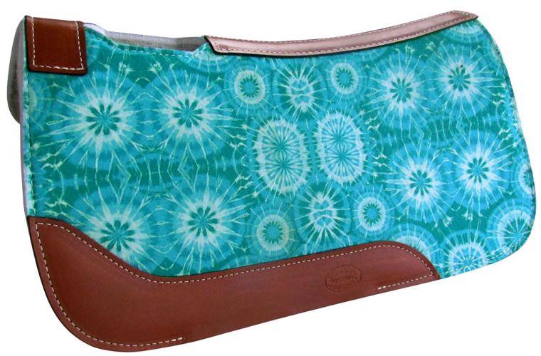Showman PONY SIZE 24" x 24" Turquoise Tie-Dye Star Burst printed solid felt saddle pad